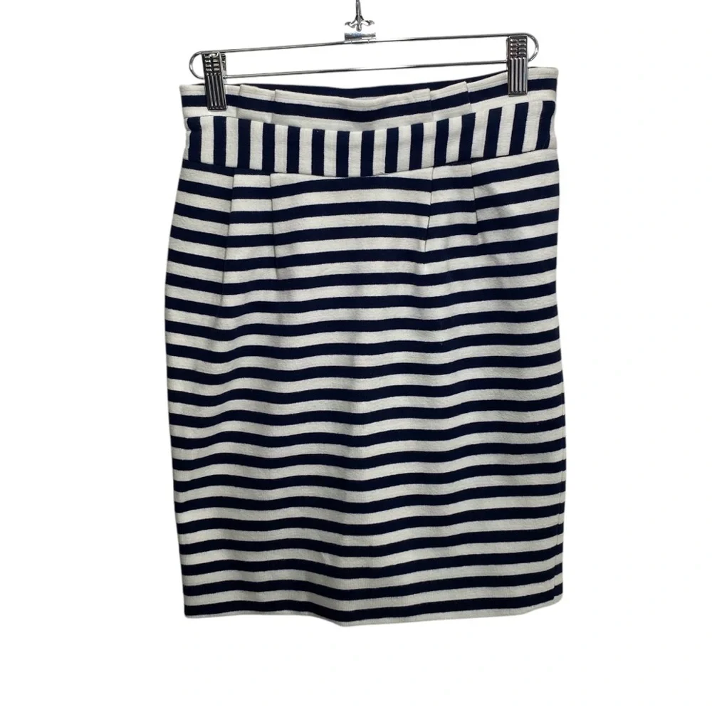 Kate Spade‎ Straight Pencil Skirt Womens 0 White Black Stripes Preppy Career
